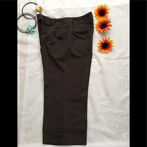 Larry Levine Chocolate Brown Career Capri Pants